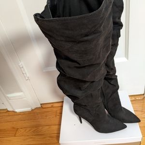 Never Worn Black Suede High Boots